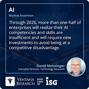 Through 2026, more than one-half of enterprises will realize their AI competencies and skills are insufficient and will require new investments to avoid being at a competitive disadvantage.