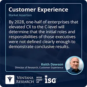 By 2028, one-half of enterprises that elevated CX to the C-level will determine that the initial roles and responsibilities of those executives were not defined clearly enough to demonstrate conclusive results.
