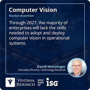 Through 2027, the majority of enterprises will lack the skills needed to adopt and deploy computer vision in operational systems. 