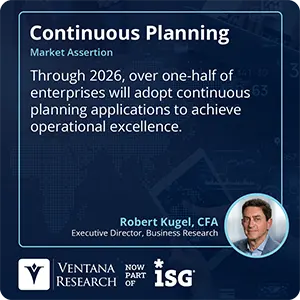 Through 2026, over one-half of enterprises will adopt continuous planning applications to achieve operational excellence. 