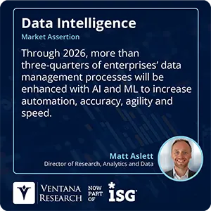 Through 2026, more than three-quarters of enterprises’ data management processes will be enhanced with AI and ML to increase automation, accuracy, agility and speed. 