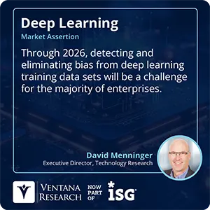 Through 2026, detecting and eliminating bias from deep learning training data sets will be a challenge for the majority of enterprises.
