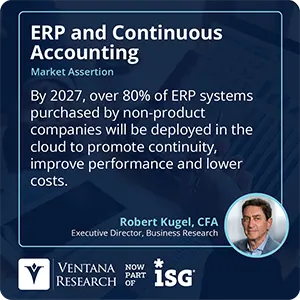 By 2027, over 80% of ERP systems purchased by non-product companies will be deployed in the cloud to promote continuity, improve performance and lower costs. 