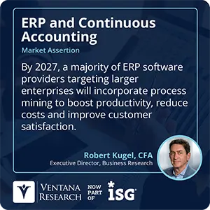 By 2027, a majority of ERP software providers targeting larger enterprises will incorporate process mining to boost productivity, reduce costs and improve customer satisfaction.