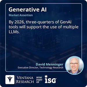 By 2026, three-quarters of GenAI tools will support the use of multiple LLMs.