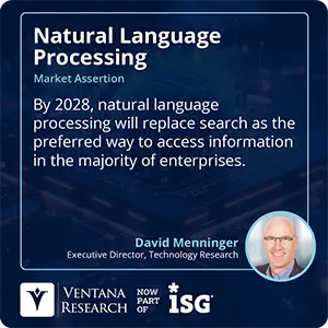 By 2028, natural language processing will replace search as the preferred way to access information in the majority of enterprises.