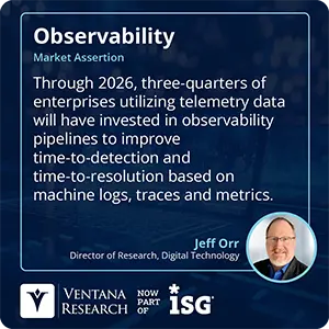 Through 2026, three-quarters of enterprises utilizing telemetry data will have invested in observability pipelines to improve time-to-detection and time-to-resolution based on machine logs, traces and metrics.