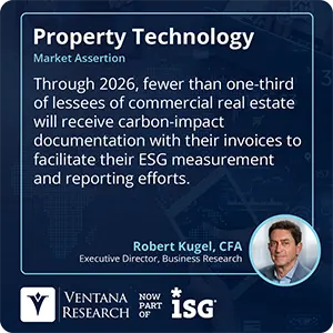 Through 2026, fewer than one-third of lessees of commercial real estate will receive carbon-impact documentation with their invoices to facilitate their ESG measurement and reporting efforts.