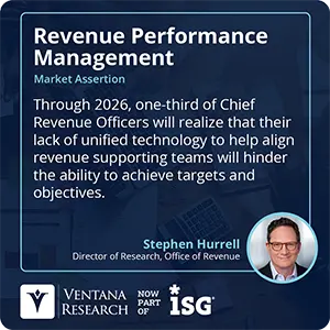 Through 2026, one-third of Chief Revenue Officers will realize that their lack of unified technology to help align revenue supporting teams will hinder the ability to achieve targets and objectives.