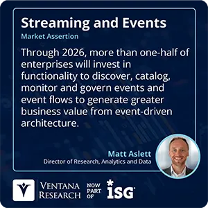 Through 2026, more than one-half of enterprises will invest in functionality to discover, catalog, monitor and govern events and event flows to generate greater business value from event-driven architecture. 
