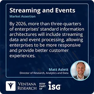 By 2026, more than three-quarters of enterprises’ standard information architectures will include streaming data and event processing, allowing enterprises to be more responsive and provide better customer experiences. 