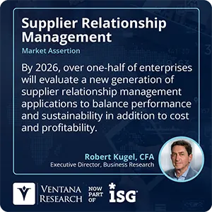 By 2026, over one-half of enterprises will evaluate a new generation of supplier relationship management applications to balance performance and sustainability in addition to cost and profitability.